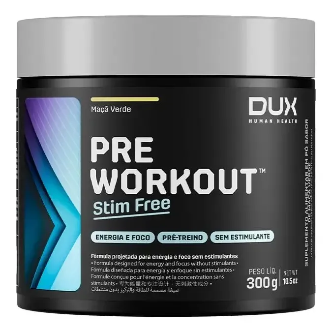 Dux Pre Workout Stim Free 300g Sabor Maçã Verde