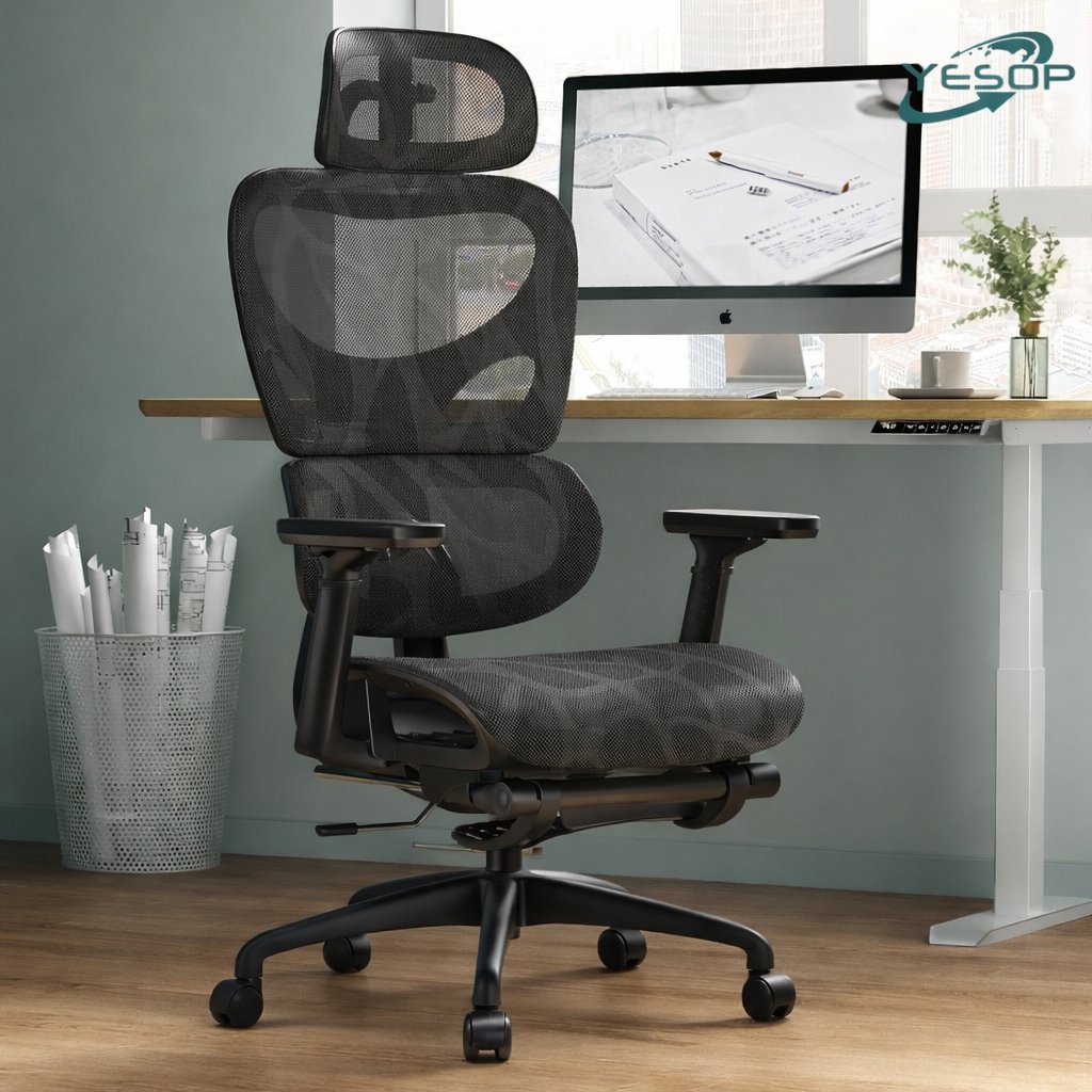 YESOP Cadeira Ergonômica Escritório Gamer Estudo Assento Zero Gravity Capacidade 150kg Cor Preto