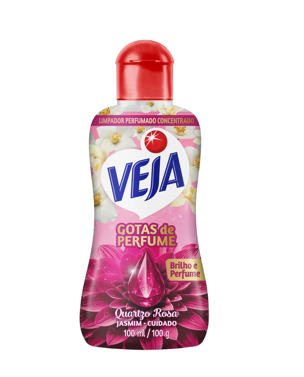 Veja Gotas de Perfume Quartzo Rosa Jasmim Limpador Perfumado Concentrado 100 ml