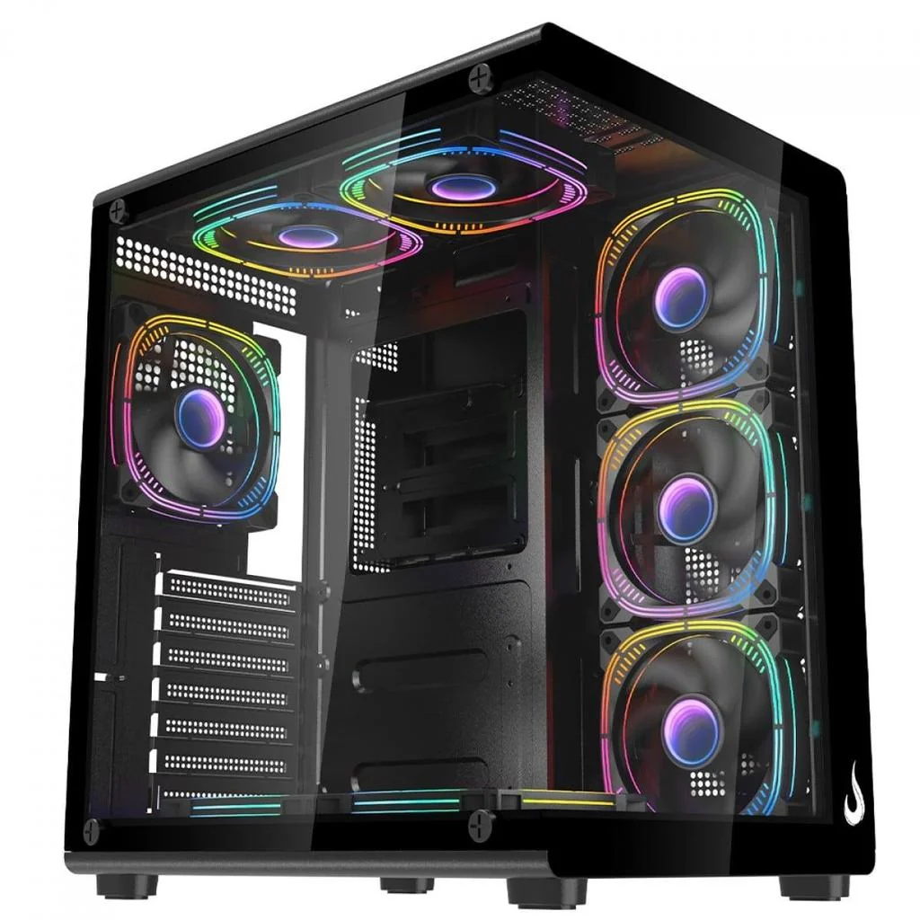 Gabinete Gamer Rise Mode Galaxy Glass X, Mid Tower, Vidro Temperado, mATX, Sem Fonte, Sem Fan, Preto, RM-GA-GGX-FB