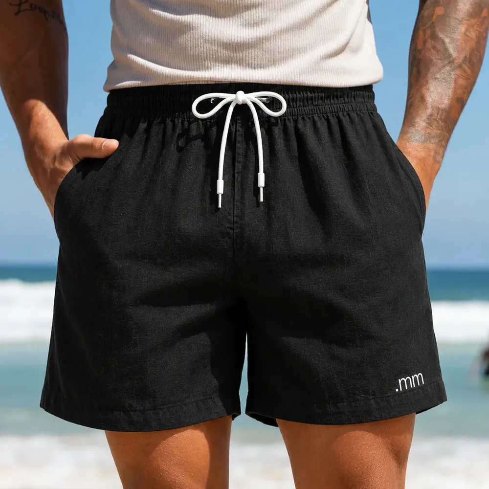 Bermuda Linho Masculina Mauricinho Praia Social Casual Verao Preto Liso G