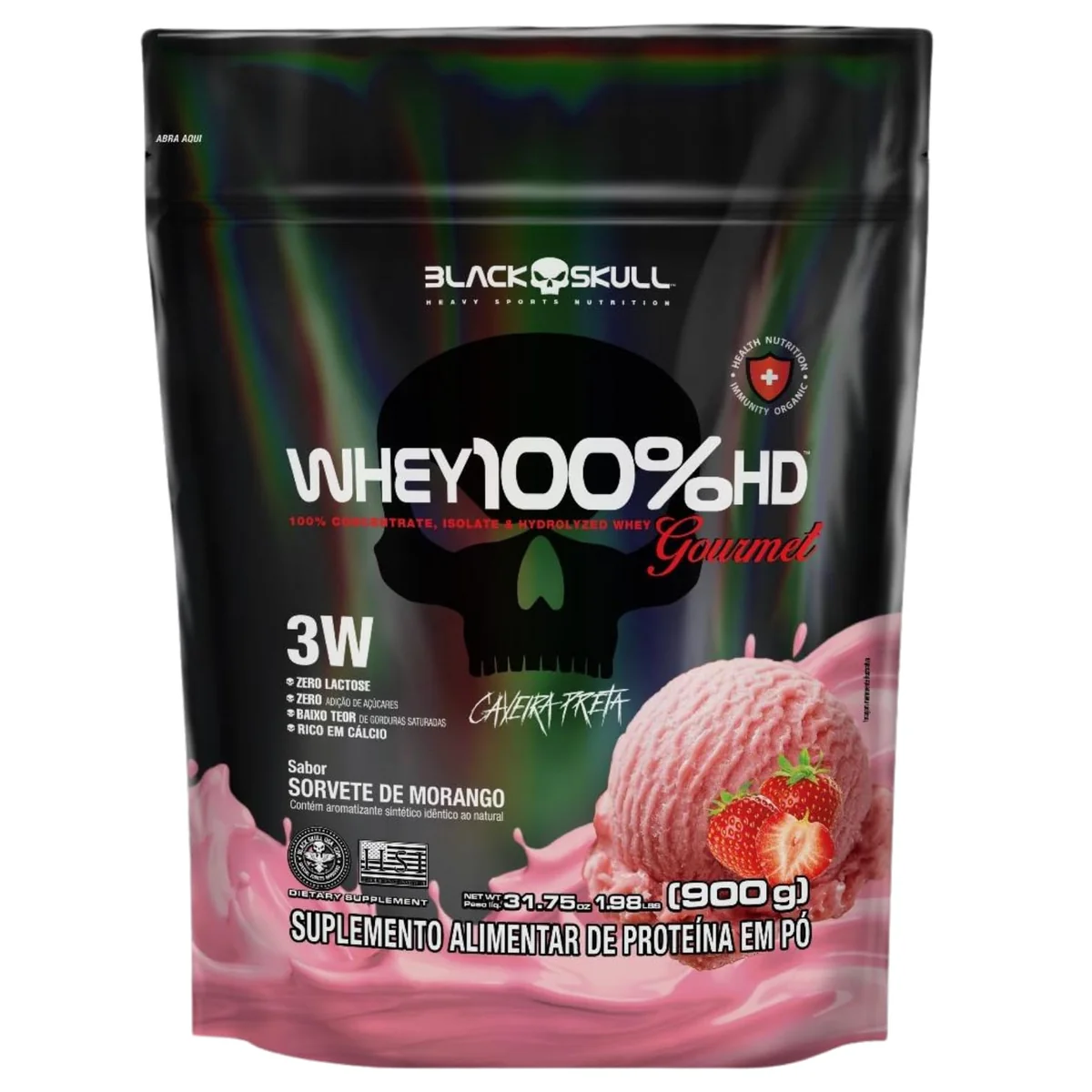 REFIL POUCH 100% HD GOURMET 900G SORVETE MORANGO