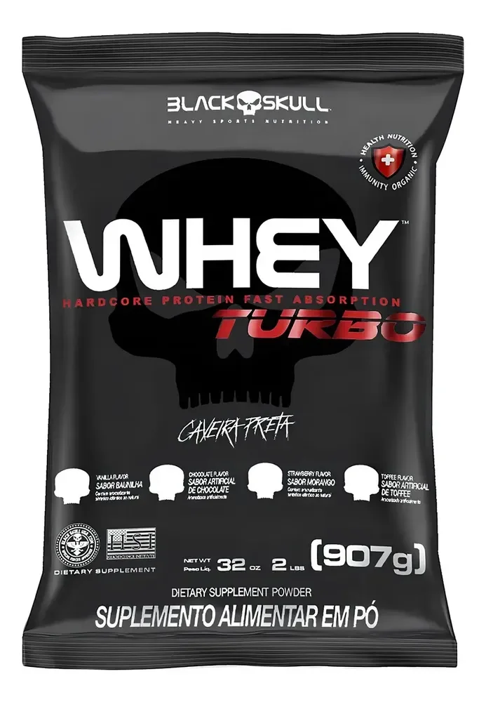 Turbo Whey Protein Nutri Concentrado Caveira Preta Sabor Baunilha