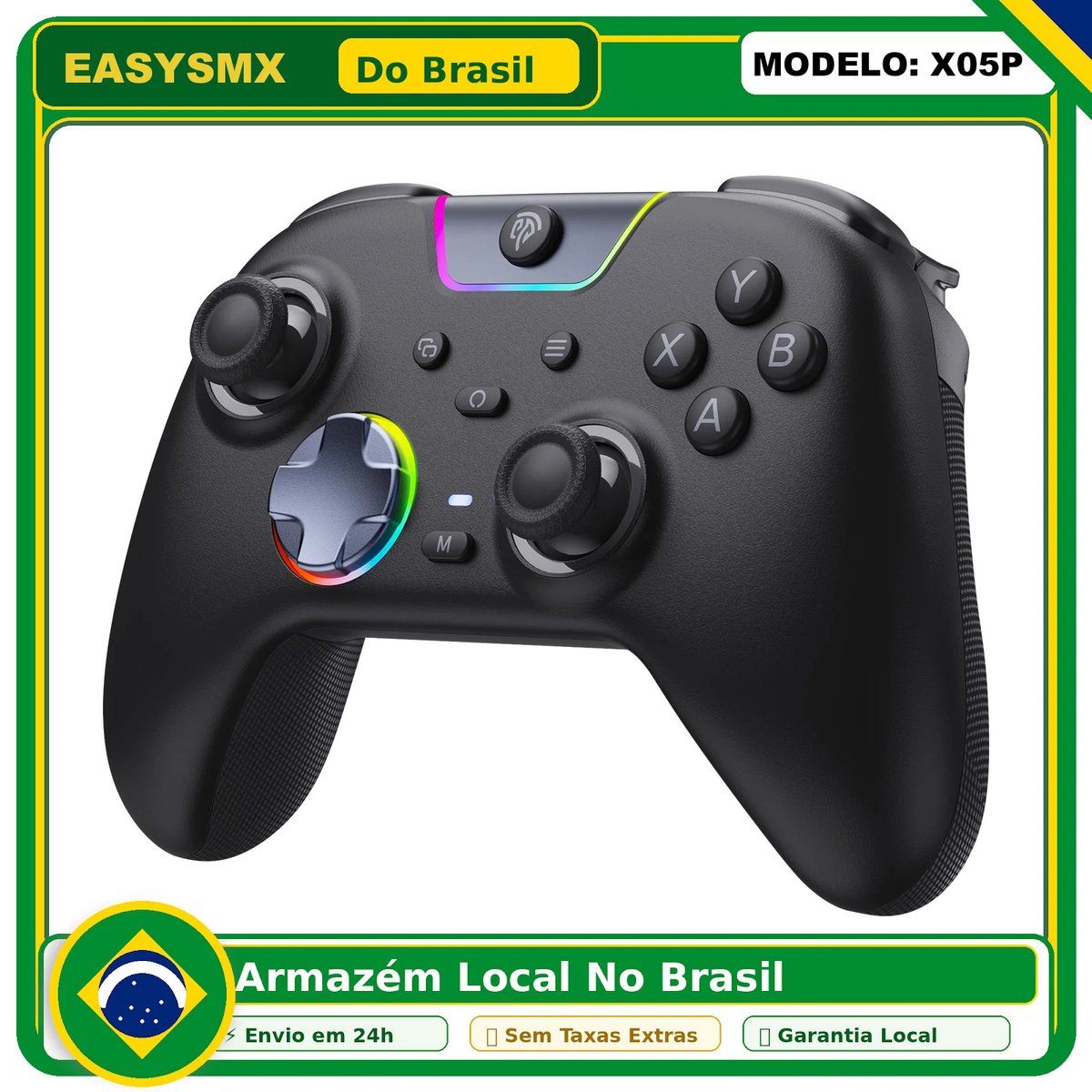 Controlador de Jogo Sem Fio EasySMX X05 Pro para PC/Switch/Telefone/Steam/Switch, Botões Silenciosos, Bateria de 1000mAh, Efeito Hall