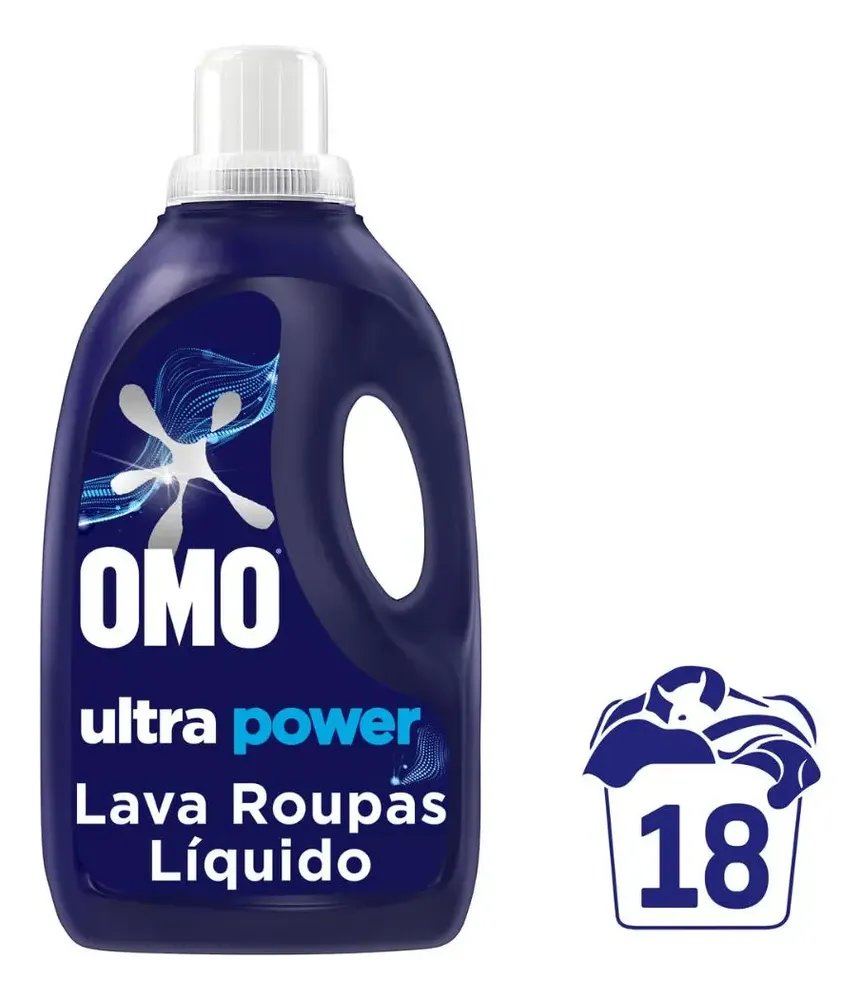 Omo Lava Roupas Líquido com tecnologia de remoção de manchas Ultra Power 1,8 L