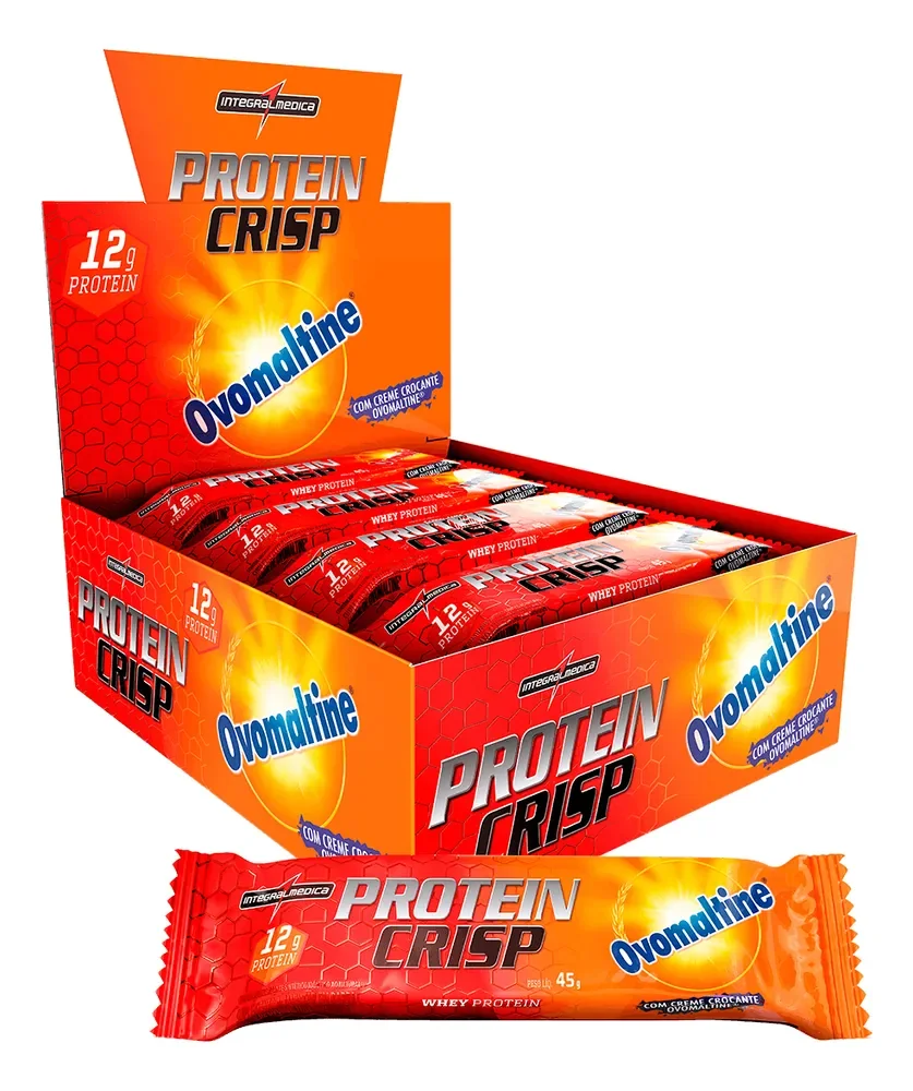 Crisp Bar Barrinha Proteica Cx 12 Unidades Sabor Ovomaltine