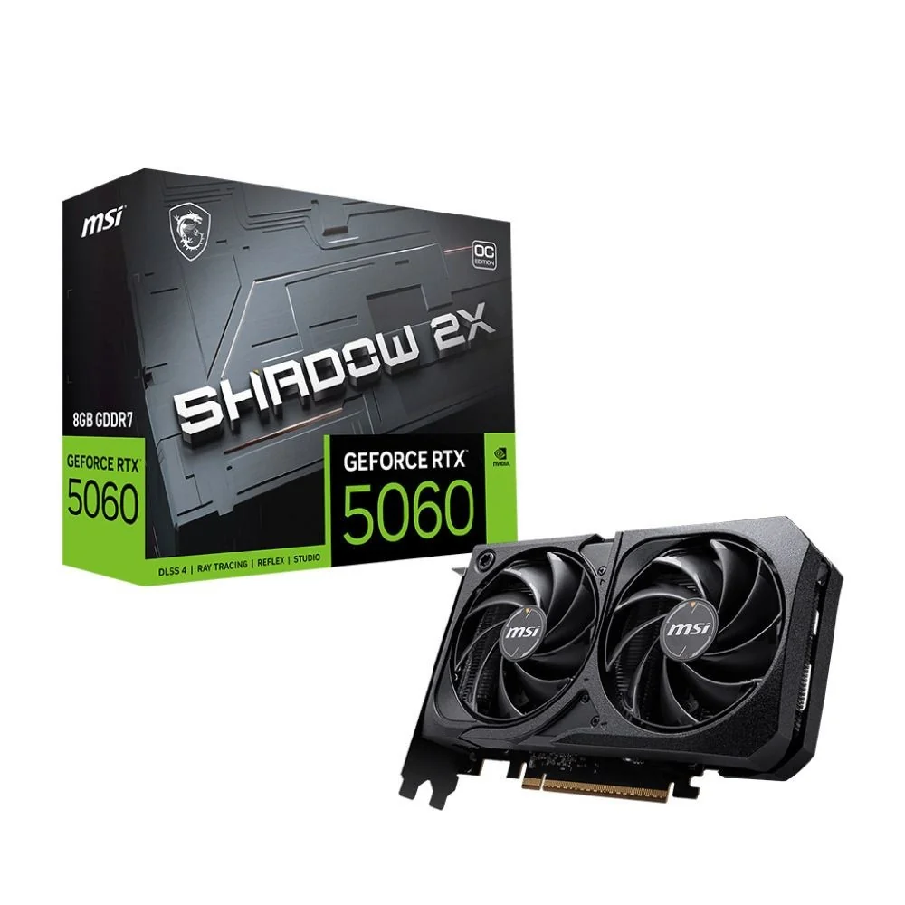 Placa de Vídeo MSI NVIDIA GeForce RTX 5060 SHADOW 2X OC, 8GB, GDDR7, 128 Bits - 912-V537-037