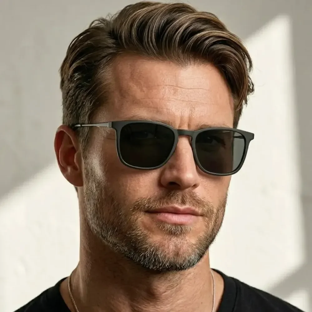 Oculos De Sol Masculino Quadrado Classico Premium Proteção Uv400 Luxo Moda Old Retro Vintage Preto Fosco Masculino Feminino Case Brinde