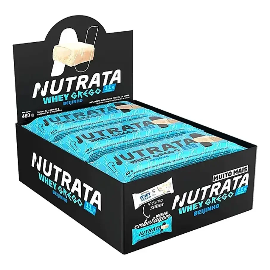 Barra Whey Grego 40g Display Com 12 Unidades Beijinho Nutrata
