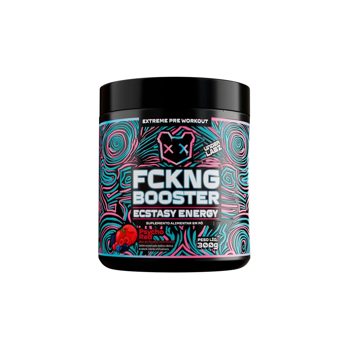 FCKNG Booster (300g - 15 doses) | Under Labz | Pré-Treino de Alta Potência com Cafeína, Beta-Alanina e Taurina – Energia Explosiva e Desempenho Máximo (300g - 15 doses, Psycho Red)