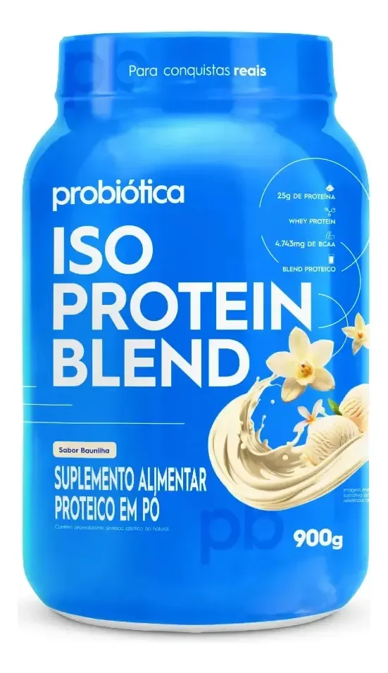 Whey Protein 900g Iso Blend Protein Probiótica Baunilha Blend de Proteínas