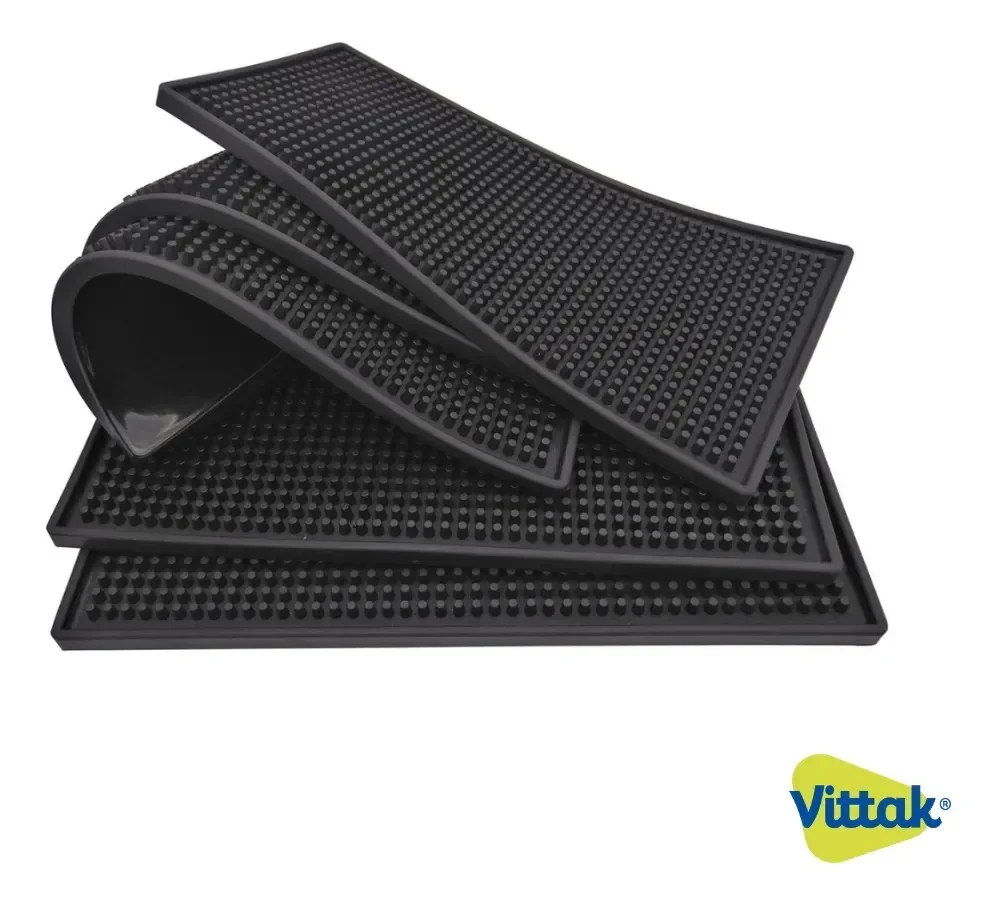 Vittak Tapete Escorredor De Louça Em Silicone 30x15cm Porta Copos Pratos Cor Preto