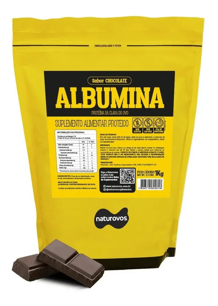 Albumina Naturovos Chocolate 1kg Refil Proteína