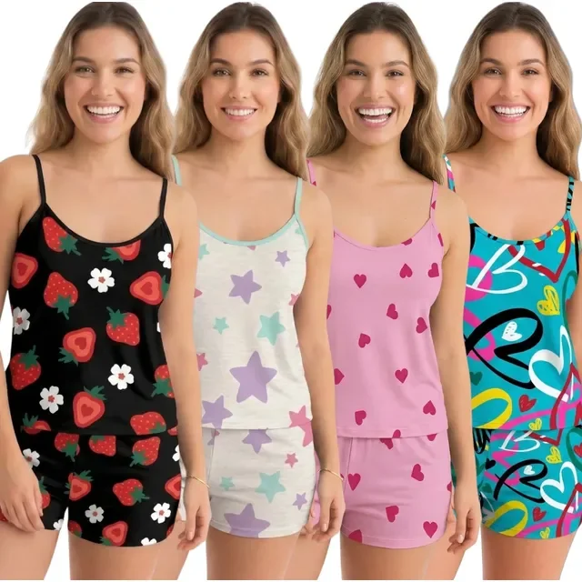 Kit 4 Conjuntos Pijamas Baby Doll Roupa Dormir Sortidas