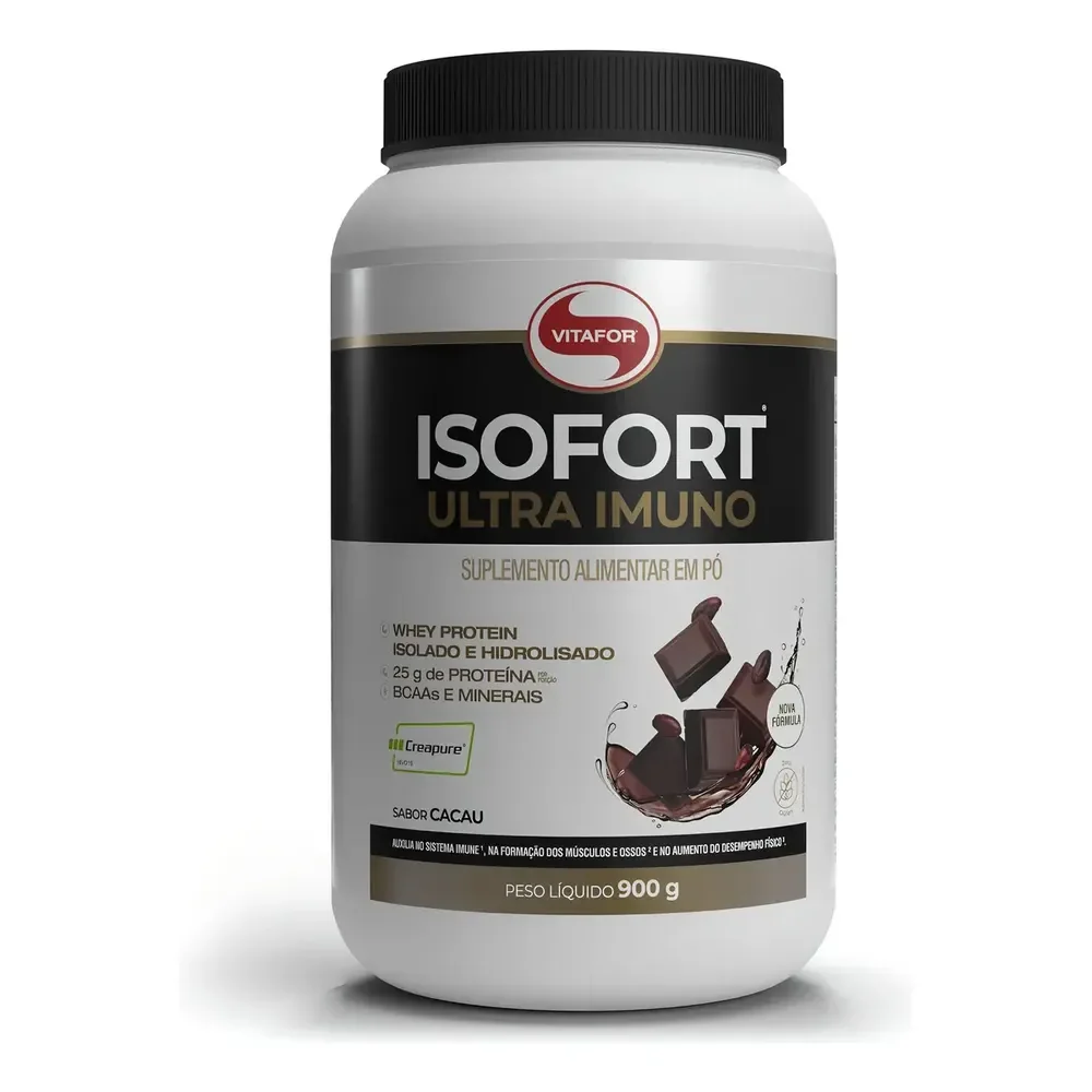 Whey Protein Vitafor Isofort Ultra Imuno 900g Cacau com Creatina e Glutamina