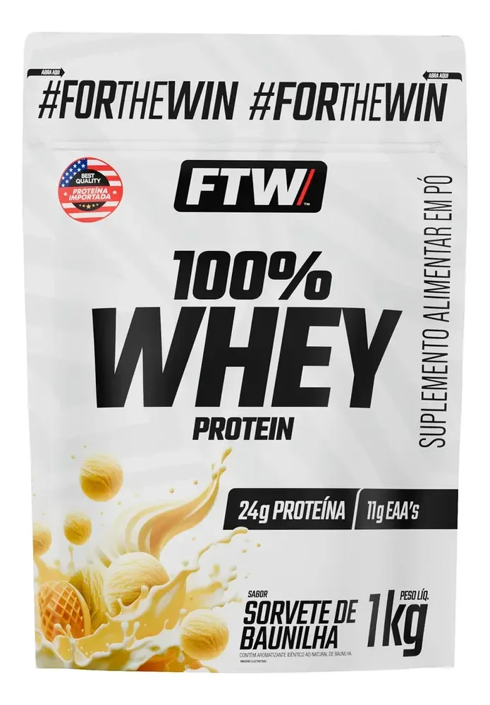 Whey Protein 100% Refil 1kg Sabor Sorvete De Baunilha - FTW