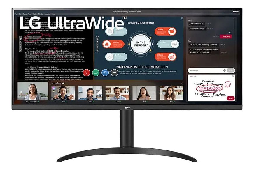 Monitor Ultrawide LG 34 Ips Full Hd Hdr10 Amd Freesync 34wp Cor Preto