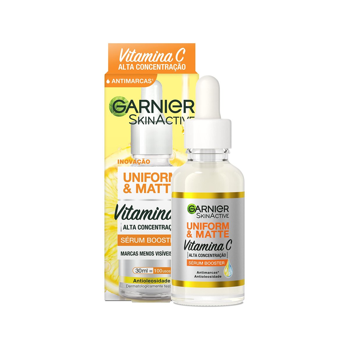 Vitamina C Facial Garnier Uniform & Matte Sérum Antimarcas 30ml