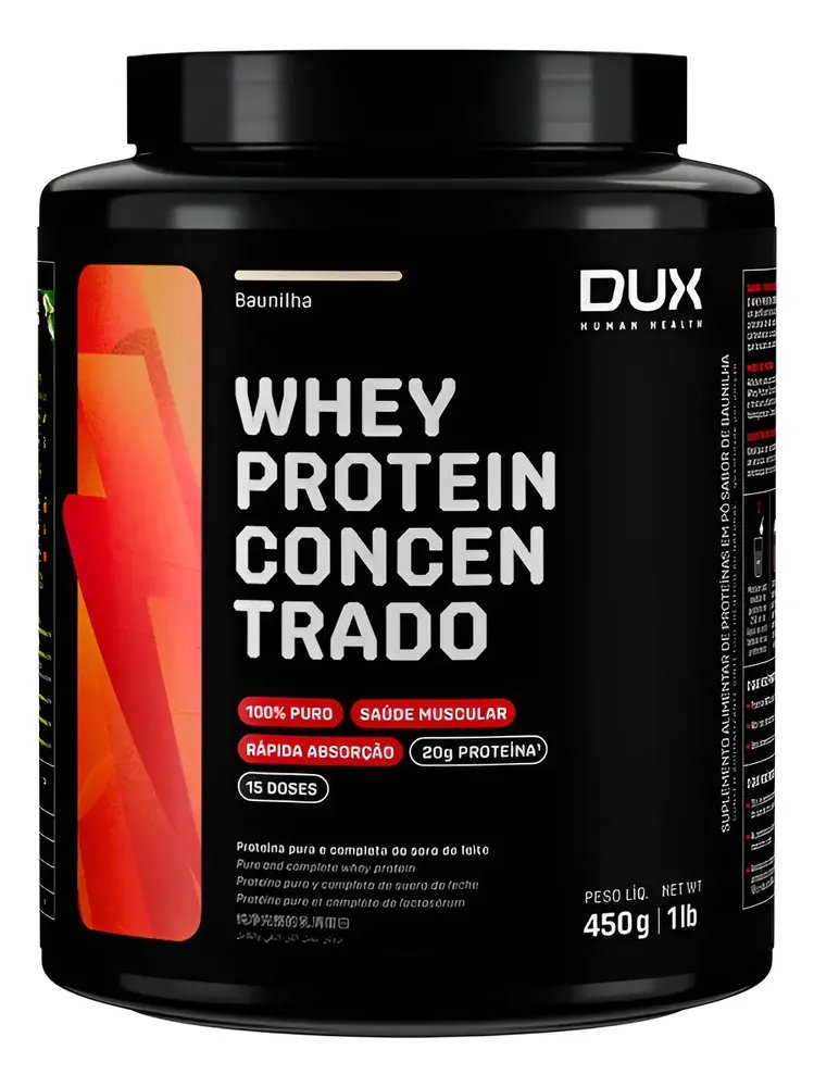 Whey Protein Concentrado - Pote 450g Sabor Morango