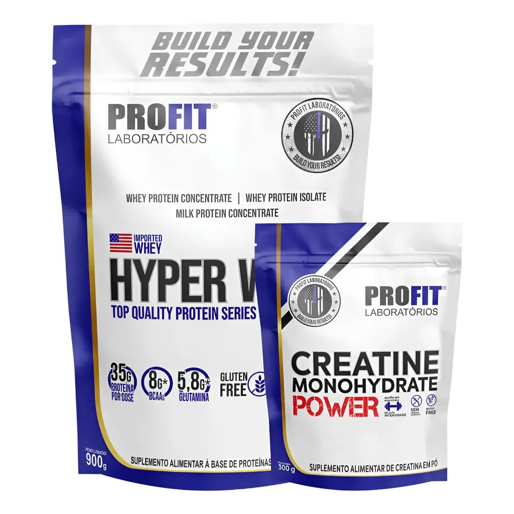 Kit Hyper Whey Protein + Creatina Monohydrate Power Profit Cookies And Cream 900g | Creatina Monohydrate 300g