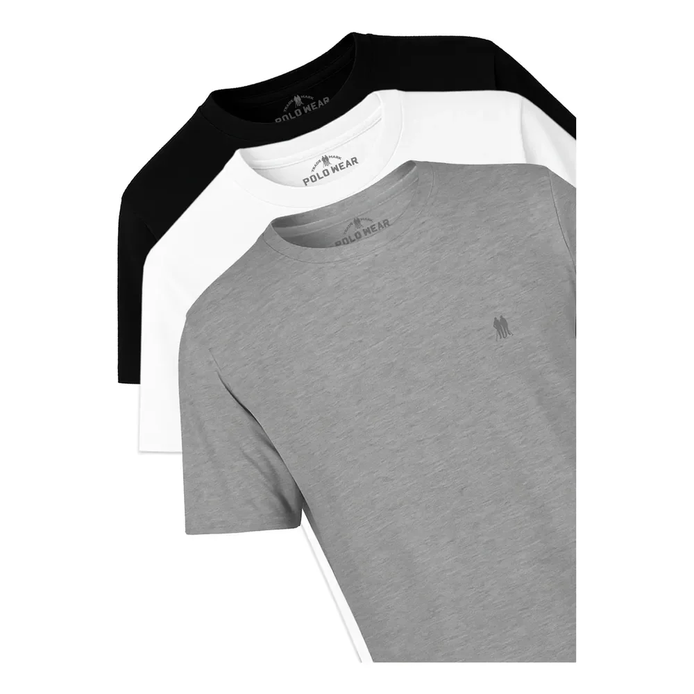 Kit 3 Camisetas Masculinas Polo Wear Sortido 2 M Lisa