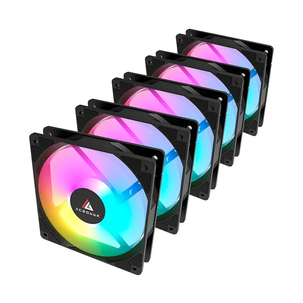 Kit Ventoinhas Acegeek RW12 5x1, Rainbow, 5x120mm, Preto, AG-RW12-5X1-BK