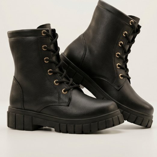 Bota Coturno Cano Curto Tratorado Preto Infantil Kidstep