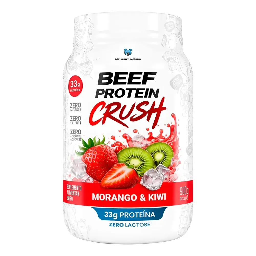 Beef Protein Crush Under Labz Whey Isolado Hidrolisada Carne Morango E Kiwi 910g