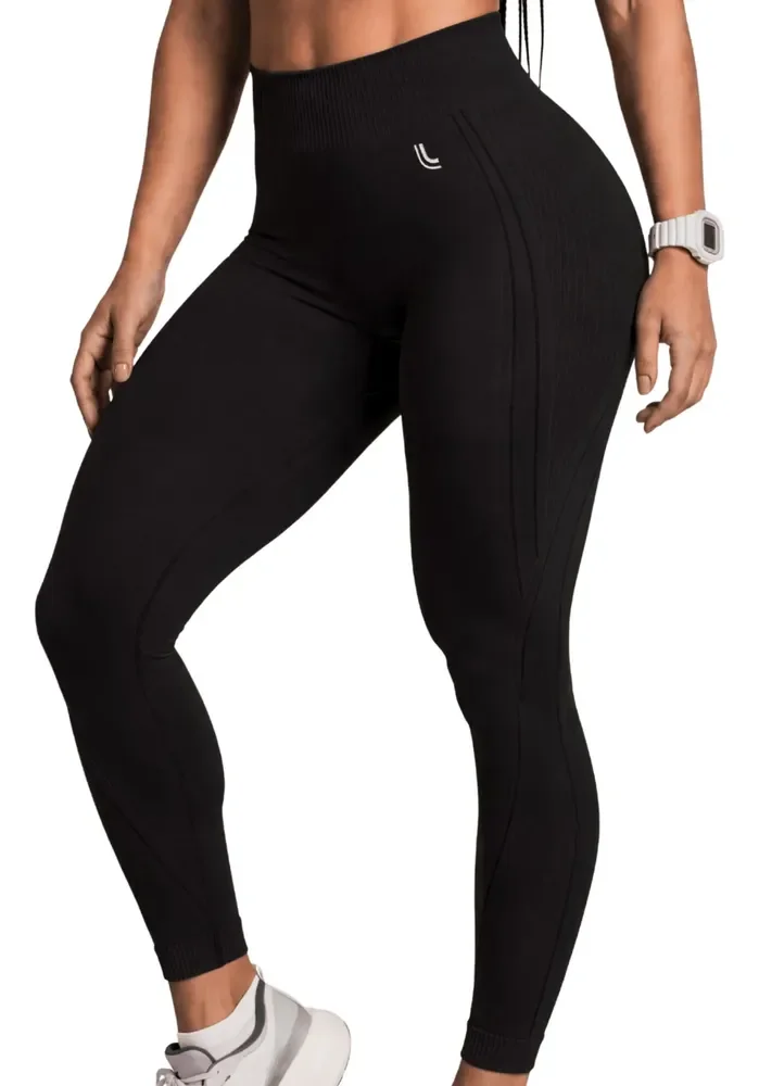 Legging Lupo Original Poliamida Texturizada Ar Sem Costura Preto Legging Academia Fitness G