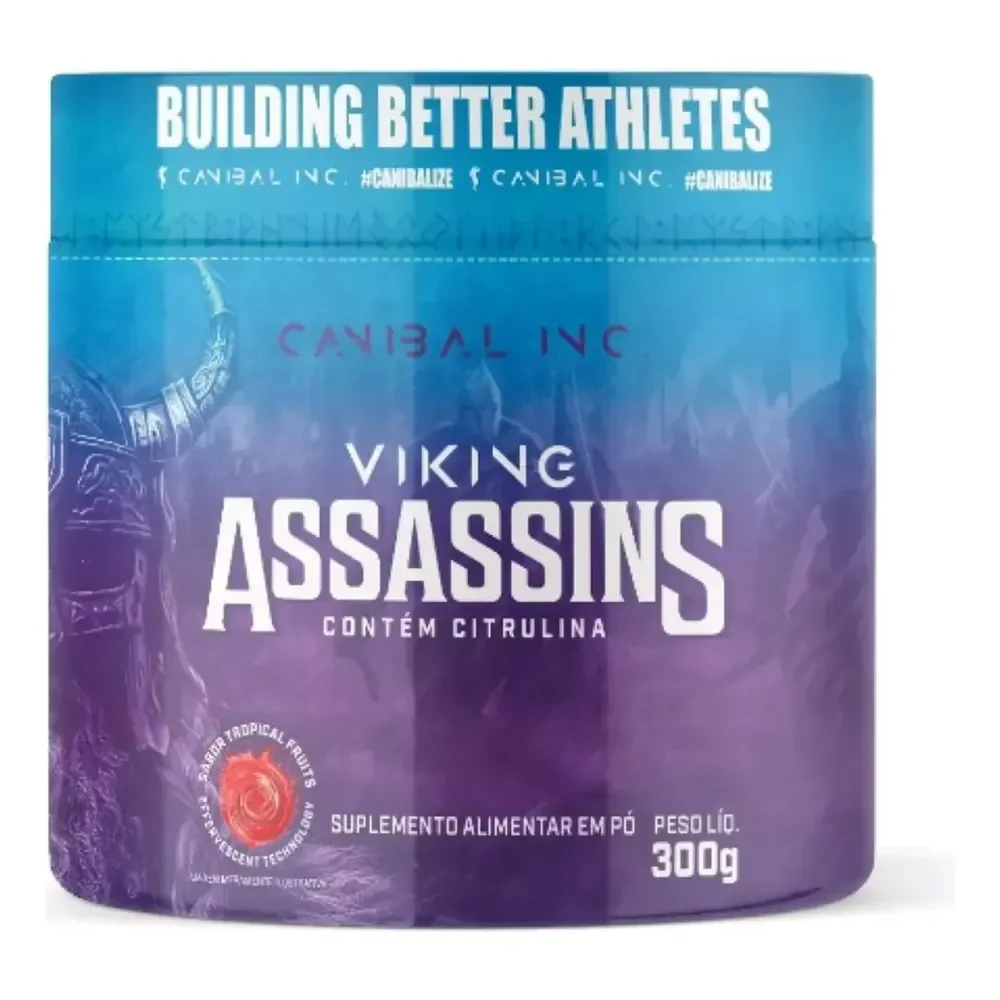 Viking Assassins Pre Treino 300g Canibal Sabor Frutas Tropicais Caféina Beta Alanina