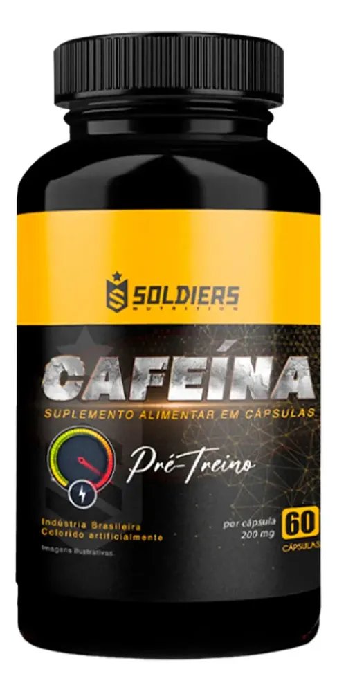 Termogênico Cafeína 60 Caps 200mg 100% Pura Soldiers Nutrition Energia Definição Corporal