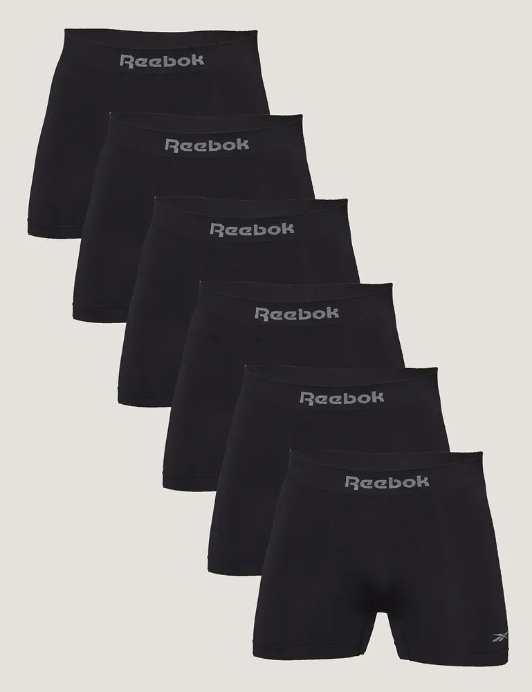 Kit 6 Cuecas Reebok Boxer Masculino Poliamida Preto Liso M