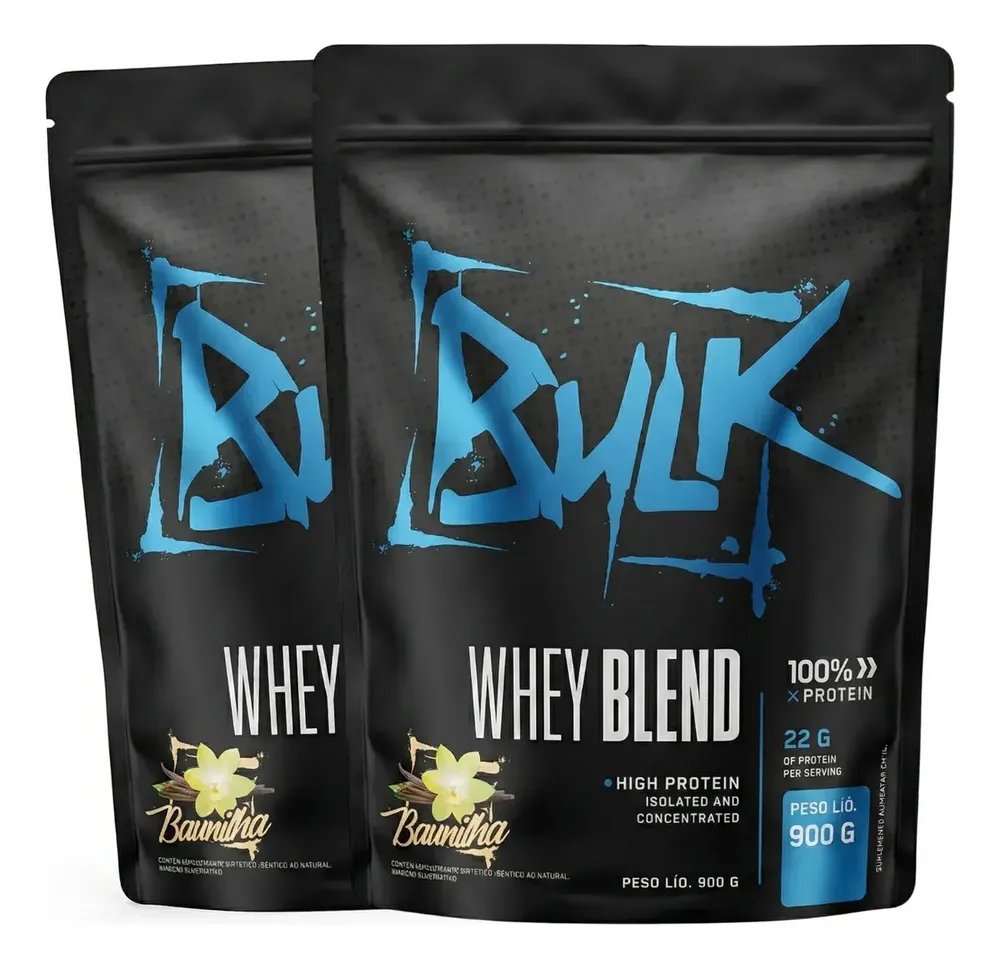 Kit 2x Whey Protein Blend 900g Pó | Bulk Nutrition Sabor Baunilha