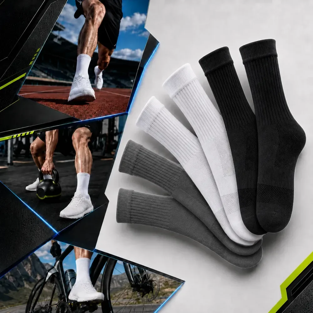 Kit 3 Meias Poliamida Esportiva Corrida Bike Runing Academia Multicolorido Lisa 35-44