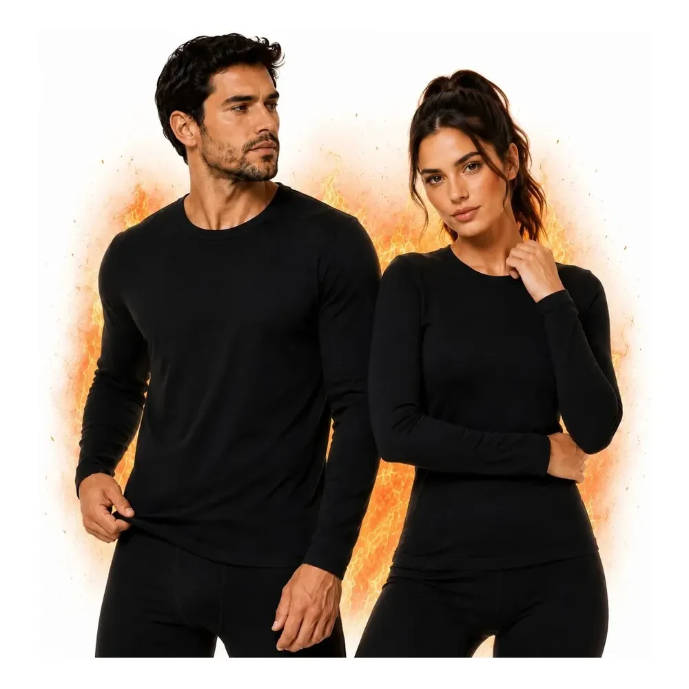 Conjunto Segunda Pele Térmica Flanelado Frio Intenso Preto Masculino Preto Único