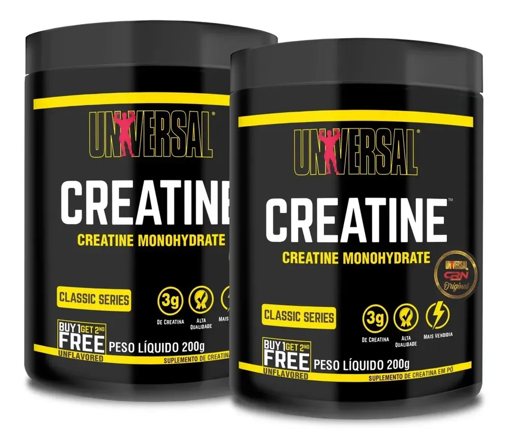 Pack 2 Suplementos em Pó Universal Creatine Monohydrate em Pote de 200g Cada