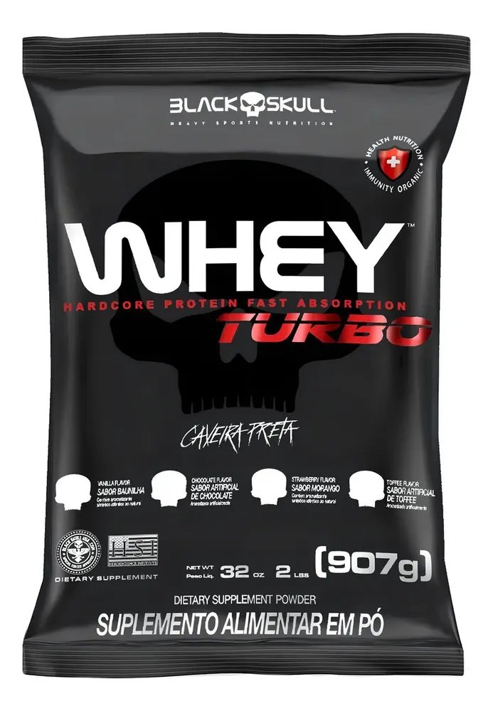 Suplemento en pó Black Skull Caveira Preta- Proteínas de Whey sabor morango x 907g