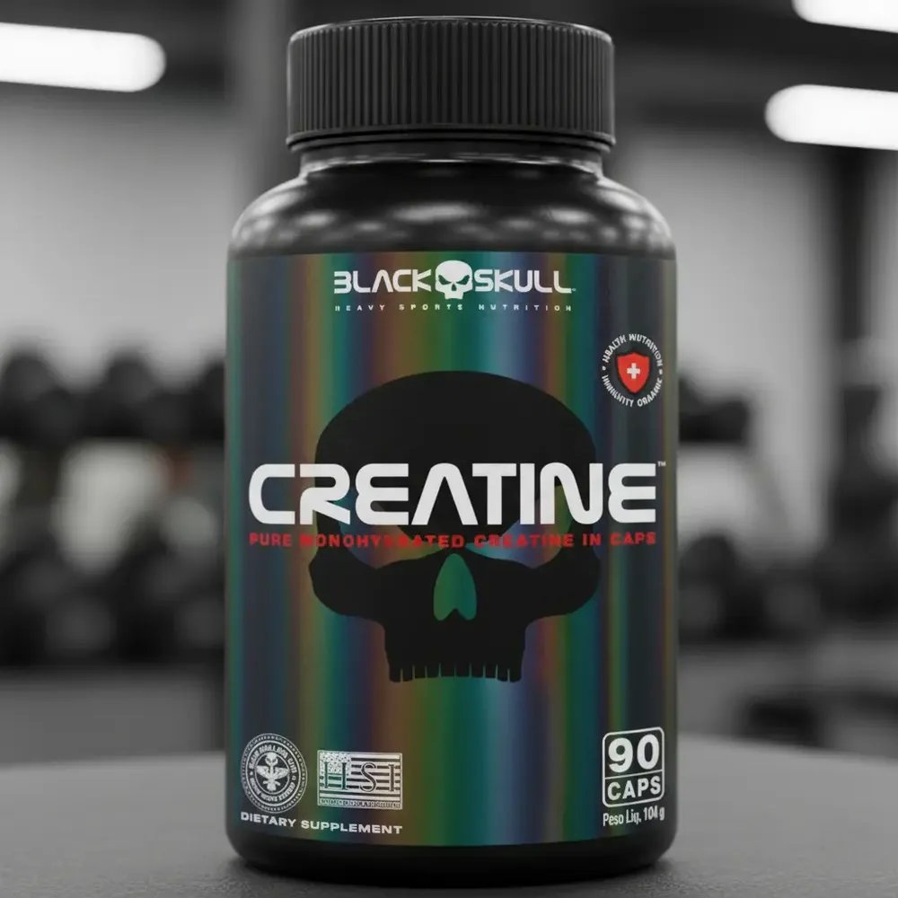 Creatina Monohidratada 90 Cápsulas Creatine - Black Skull