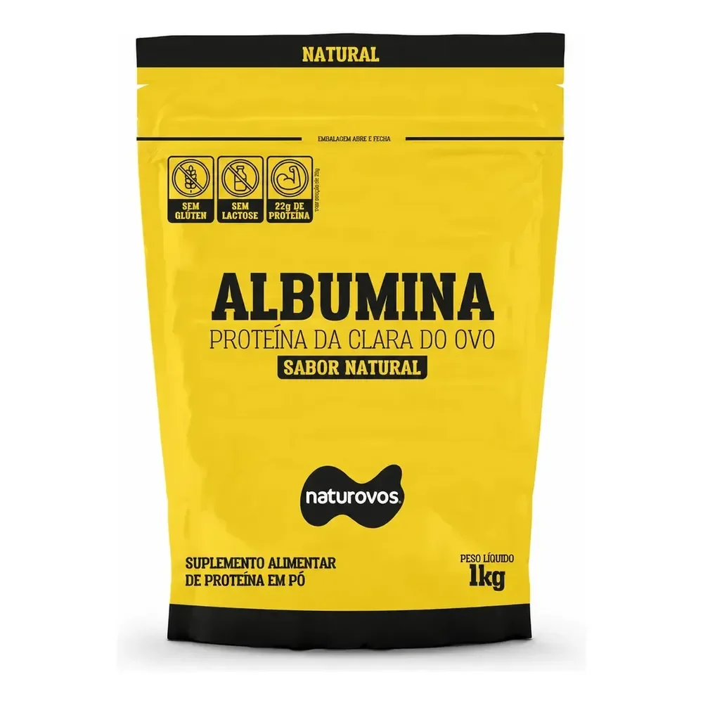 Albumina Naturovos Natural 1kg Refil Proteina