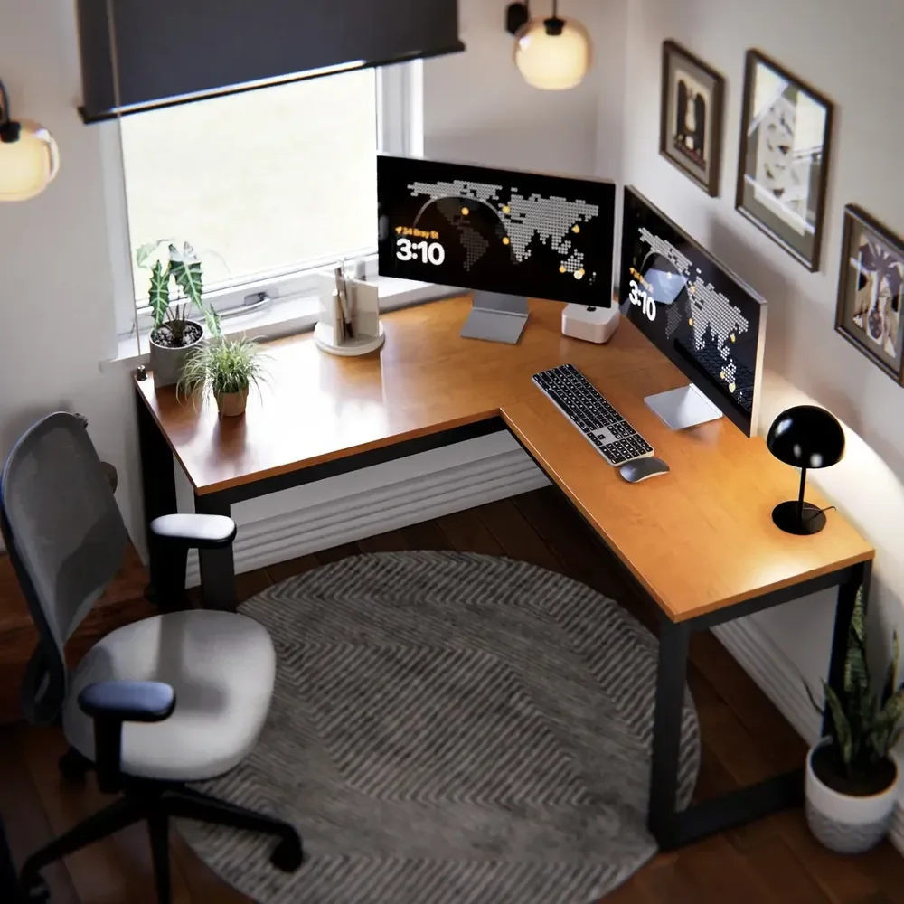 Mesa Para Pc Em L Escrivaninha De Canto Computador Ou Notebook Casa Home Office Gamer Estudo Trabalho Preta Canela Estilo Industrial Preto/canela
