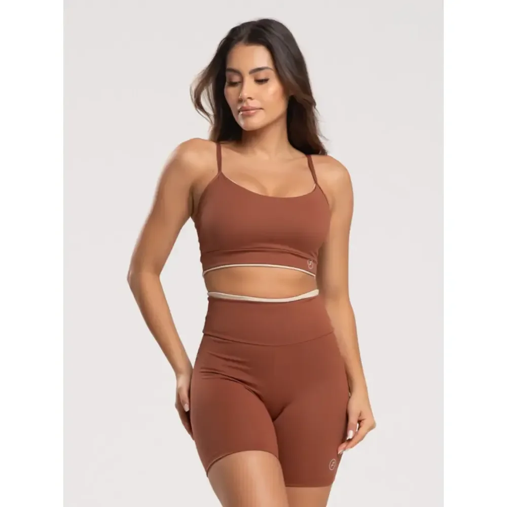 Conjunto Academia Element Poliamida Short E Top Marrom P