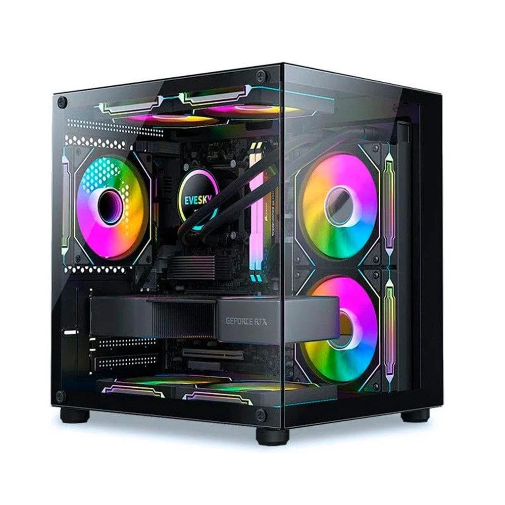 Gabinete Liketec Dasha V2, Cubo, Mini Tower, Frontal e Lateral Vidro - LC-MT-CUBODASHAV2-SF
