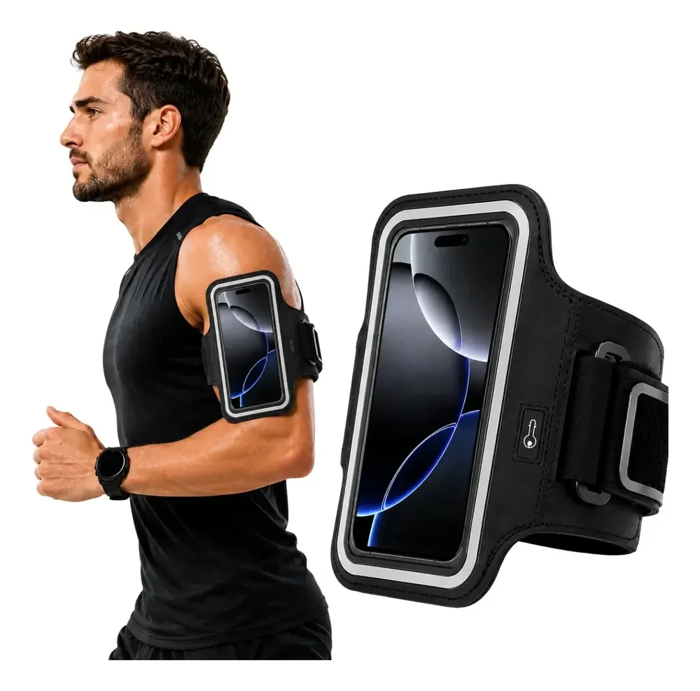 Braçadeira Suporte Braço Celular Treino Corrida Esportiva Braçadeira Preta