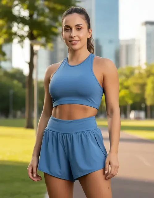 Conjunto Fitness Top Short Roupa Academia Feminino Treino