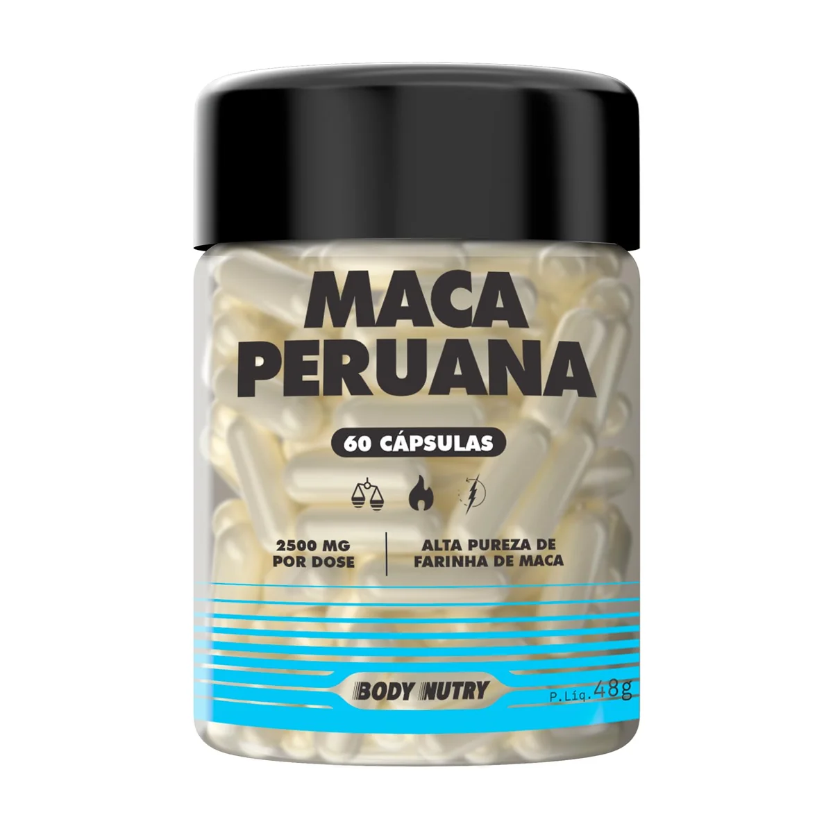 Maca Peruana Premium 2500mg Por Dose Lepidium Meyenii 100% Pura Natural Pote 60 Cápsulas Matéria Prima Importada Homens Mulheres Suplemento Cáps | Energia Resistência - Body Nutry