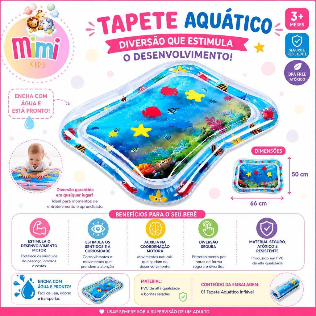 Tapete Infantil Bebê Inflável Água Atividades Sensorial Almofada Menino e Menina
