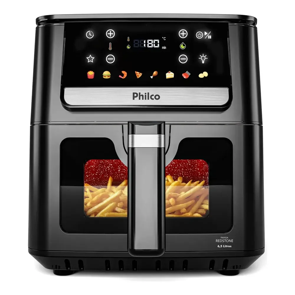Air Fryer Philco 6,5l Visor Glass E Redstone 1700w Paf65a Preto 127v