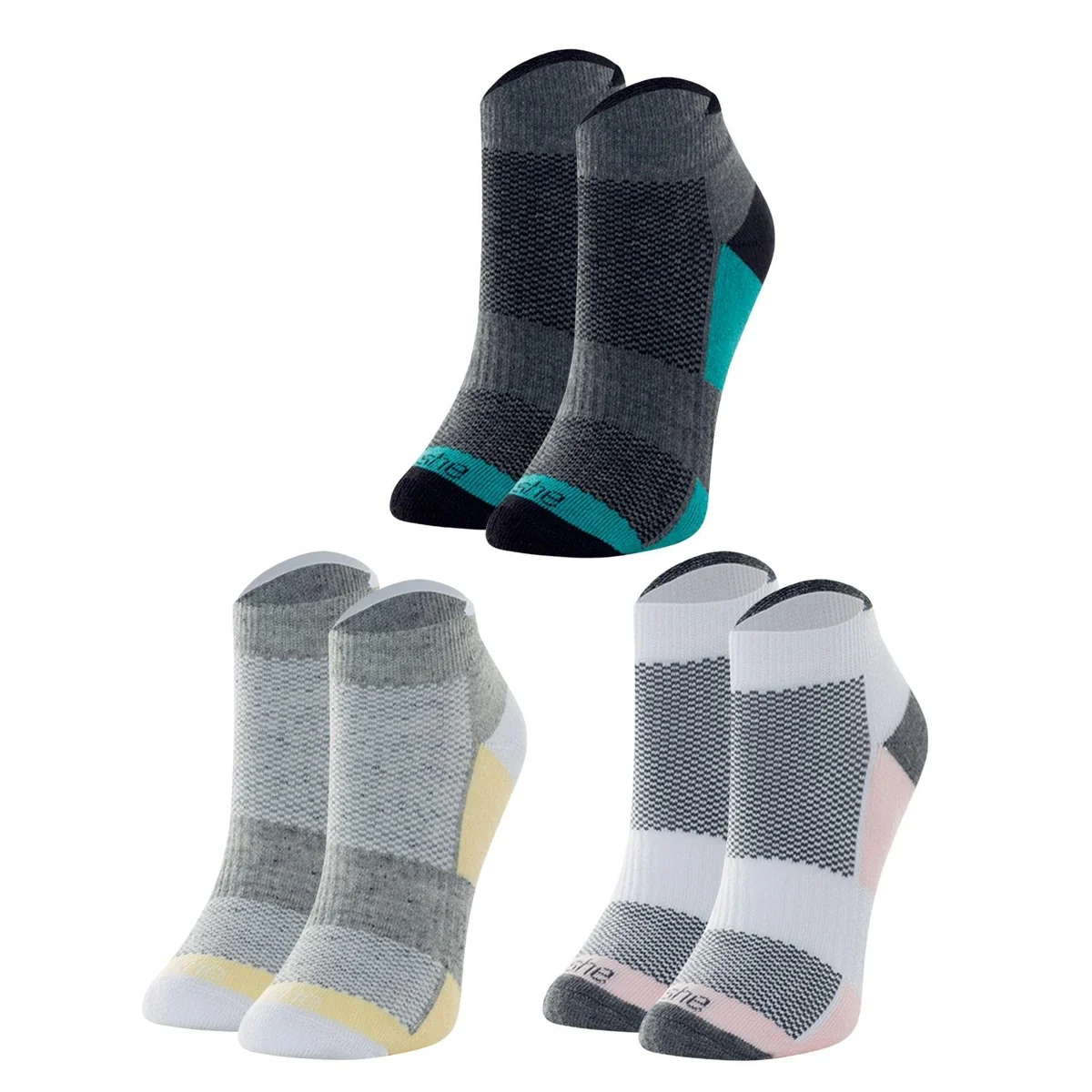 Kit 3 Pares Meia Esportiva Cano Curto Alta Performance Protetor de Calcanhar Feminina She
