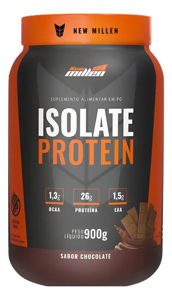 Whey Isolado New Millen Isolate Protein Pó 900g Pote Sabor Chocolate