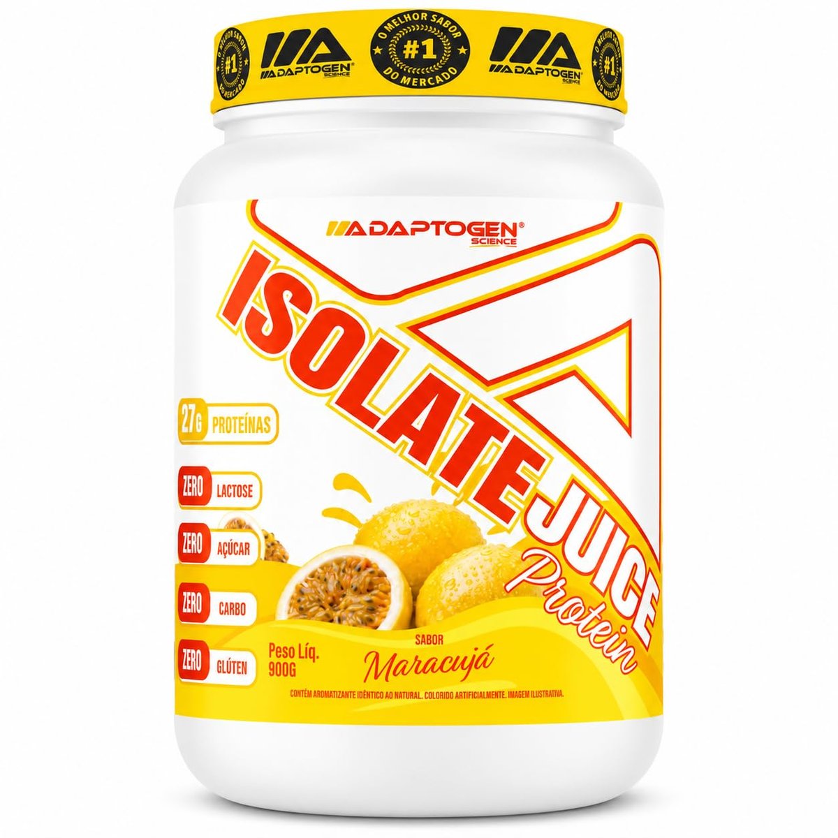 Tasty Isolate Juice Maracuja 900g - Proteína Isolada, Zero Açúcar, Sem Lactose - Adaptogen Science